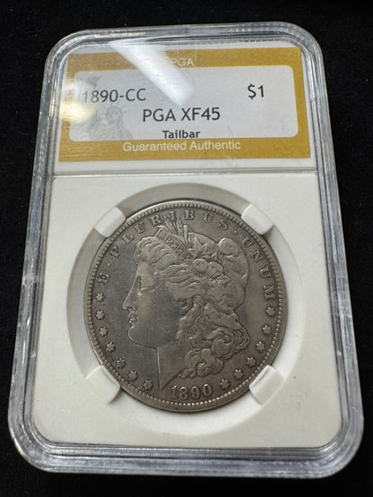 1890-CC $1 Morgan Dollar - PGA Holder XF45 - Tailbar VAM