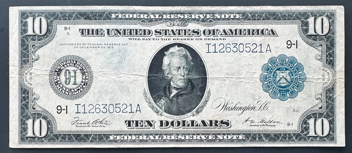 1914 $10 Federal Reserve Note - Large Size