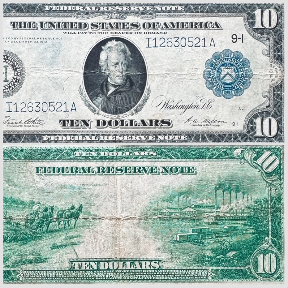1914 $10 Federal Reserve Note - Large Size