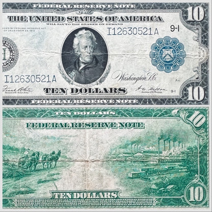 1914 $10 Federal Reserve Note - Large Size